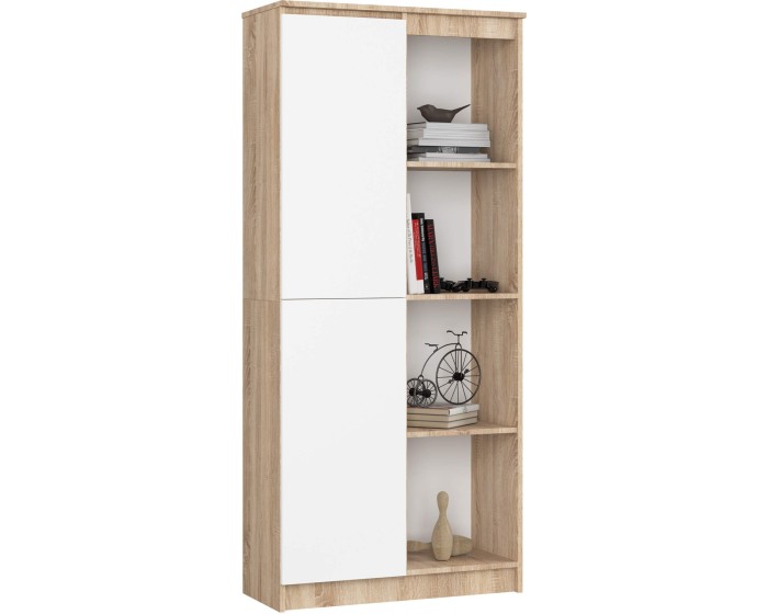 Regál Rexa 80 cm 1 skříňka a 4 police dub sonoma/bílý