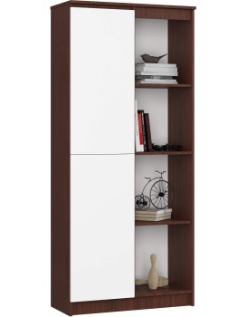 Regál Rexa 80 cm 1 skříňka a 4 police wenge/bílý