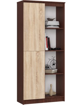 Regál Rexa 80 cm 1 skříňka a 4 police wenge/sonoma