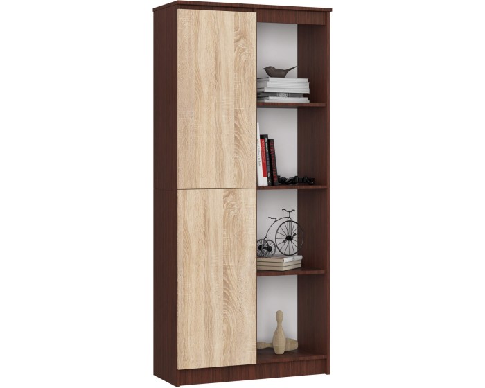 Regál Rexa 80 cm 1 skříňka a 4 police wenge/sonoma