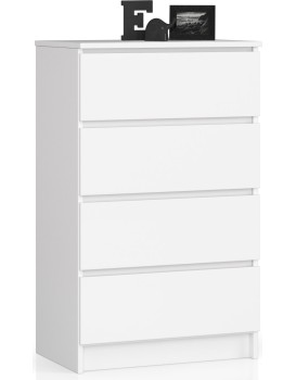 Komoda Kuba 60 cm - 4 šuplíky bílá