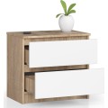 Komoda Kuba 60 cm - 2 šuplíky dub sonoma/bílá