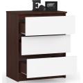 Komoda Kuba 60 cm - 3 šuplíky wenge/bílá