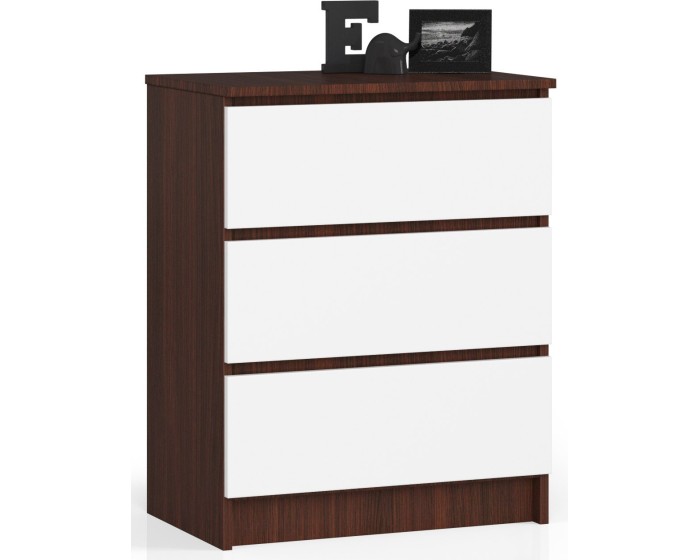 Komoda Kuba 60 cm - 3 šuplíky wenge/bílá