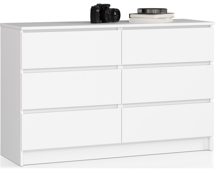 Komoda Kuba 120 cm 6 šuplíků bílá