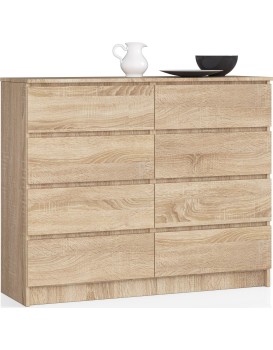 Komoda Kuba 120 cm 8 šuplíků dub sonoma