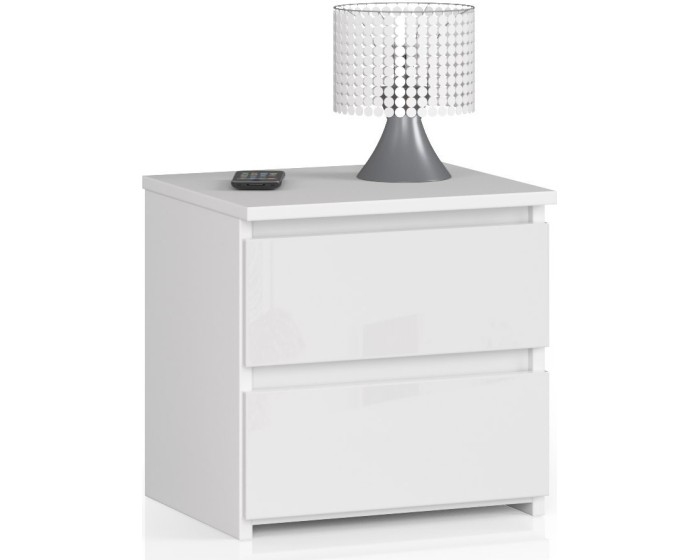 Noční stolek CL2 40 cm bílý lesk