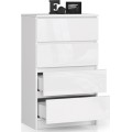 Komoda Kuba 60 cm - 4 šuplíky bílá lesk
