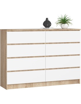Komoda Rollo X 140 cm dub sonoma/bílá