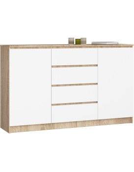 Komoda Tove K 160 cm dub sonoma/bílá