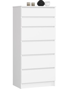Komoda Kuba 60 cm - 6 šuplíků bílá
