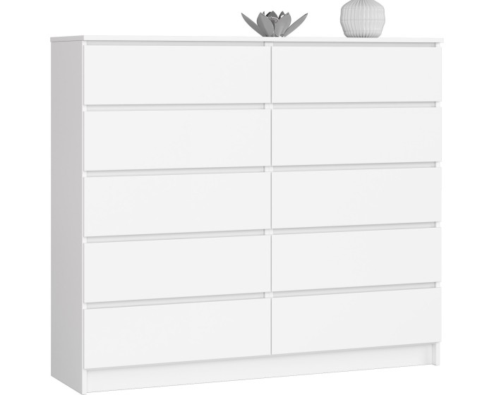 Komoda Kuba 140 cm 10 šuplíků bílá