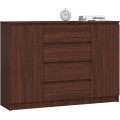 Komoda Kryštof 140 cm 2 skříňky a 4 šuplíky wenge