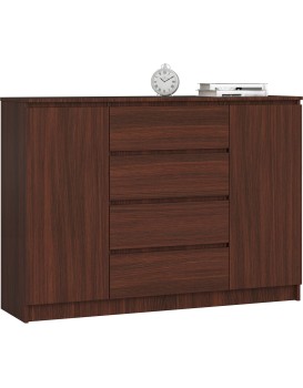 Komoda Kryštof 140 cm 2 skříňky a 4 šuplíky wenge