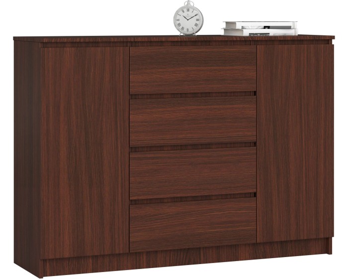 Komoda Kryštof 140 cm 2 skříňky a 4 šuplíky wenge