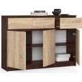 Komoda Karolína 140 cm 3 skříňky a 3 šuplíky wenge/sonoma