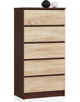 Komoda Kuba 60 cm - 5 šuplíků wenge/sonoma