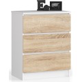 Komoda Kuba 60 cm - 3 šuplíky bílá/sonoma Komoda Kuba 60 cm - 3 šuplíky bílá/sonoma