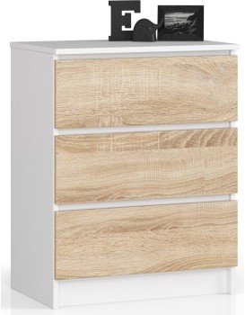 Komoda Kuba 60 cm - 3 šuplíky bílá/sonoma