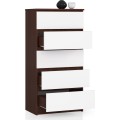 Komoda Kuba 60 cm - 5 šuplíků wenge/bílá