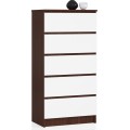 Komoda Kuba 60 cm - 5 šuplíků wenge/bílá