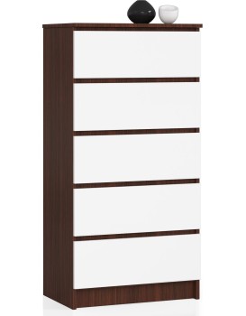 Komoda Kuba 60 cm - 5 šuplíků wenge/bílá
