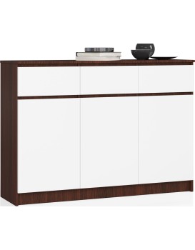 Komoda Karolína 140 cm 3 skříňky a 3 šuplíky wenge/bílá
