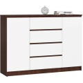 Komoda Kryštof 140 cm 2 skříňky a 4 šuplíky wenge/bílá