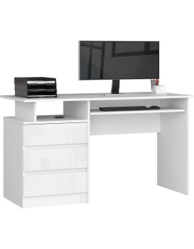 Volně stojící psací stůl CLP 135 cm bílý lesk