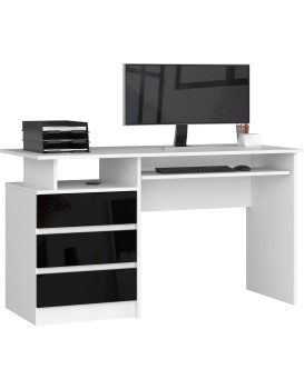Volně stojící psací stůl CLP 135 cm bílý/černý lesk