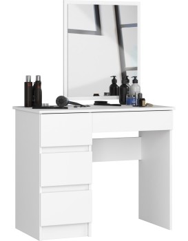 Kosmetický stolek se zrcadlem T-6 90x50 cm bílý levý