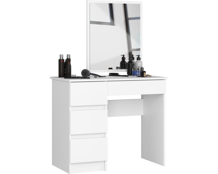 Kosmetický stolek se zrcadlem T-6 90x50 cm bílý levý