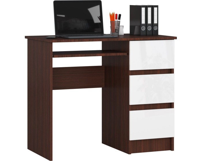 Psací stůl A-6 90 cm wenge/bílý pravý