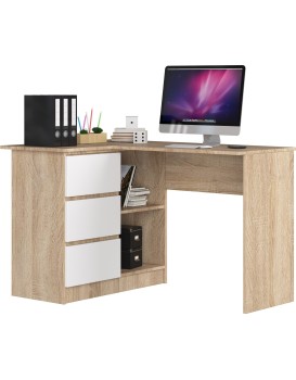 Rohový psací stůl B16 124 cm dub sonoma/bílý levý