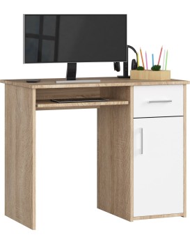 Volně stojící psací stůl Pin 90 cm dub sonoma/bílý