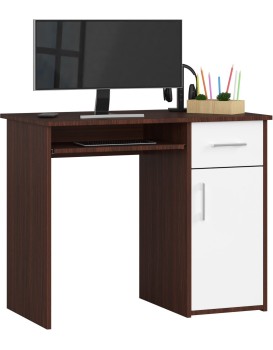 Volně stojící psací stůl Pin 90 cm wenge/bílý