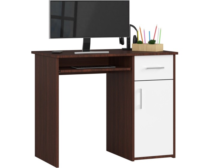 Volně stojící psací stůl Pin 90 cm wenge/bílý