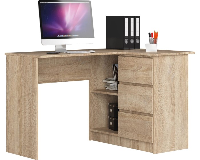Rohový psací stůl B16 124 cm dub sonoma pravý