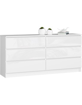 Komoda Rollo V 160 cm bílá lesklá