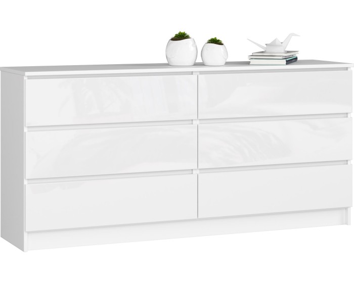 Komoda Rollo V 160 cm bílá lesklá