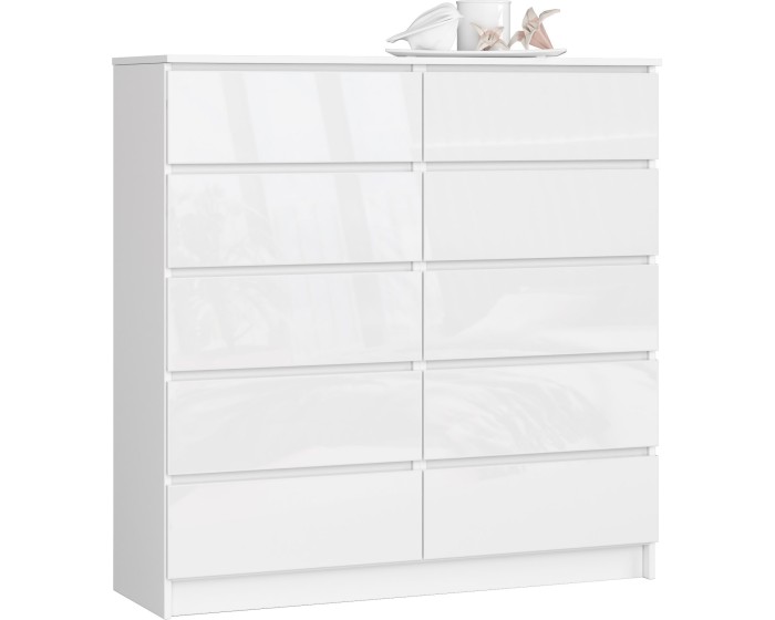 Komoda Kuba 120 cm bílá lesklá