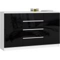 Komoda Tove K 160,4 cm bílá/černá lesklá
