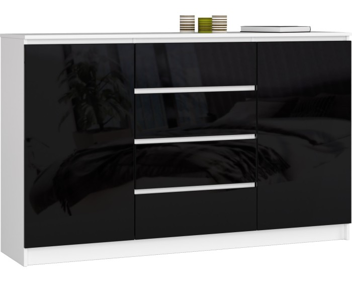 Komoda Tove K 160,4 cm bílá/černá lesklá