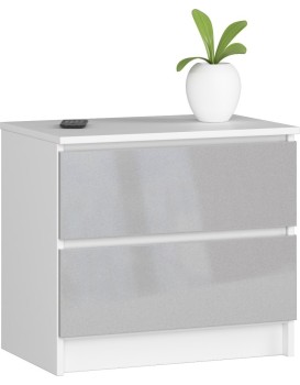 Komoda Liv 60 cm bílá/šedá lesklá