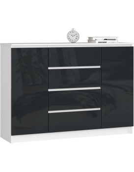 Komoda Rollo Z 140 cm grafit lesk/bílá