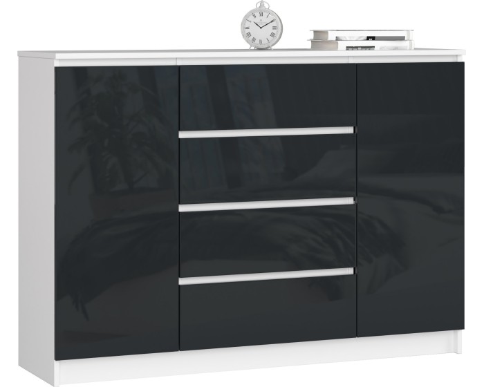 Komoda Rollo Z 140 cm grafit lesk/bílá