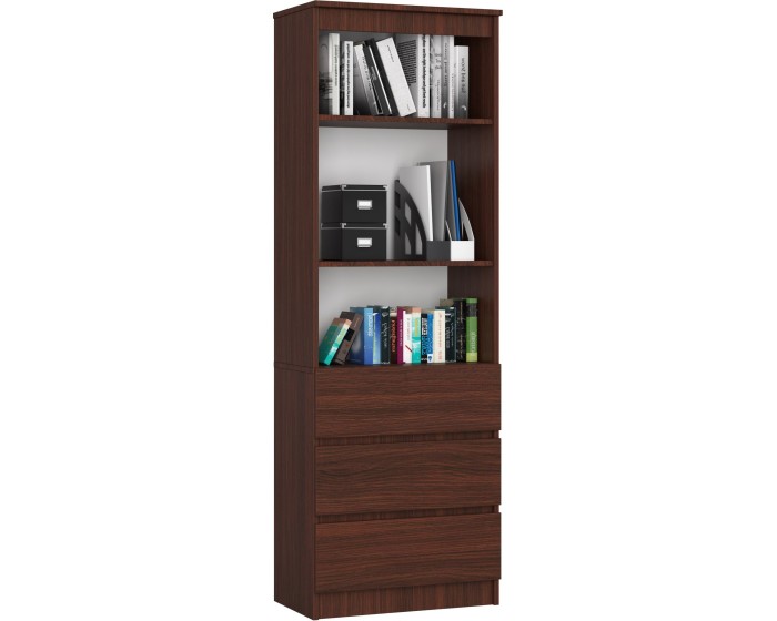 Knihovna Ronald 60 cm 3 šuplíky a 3 police wenge