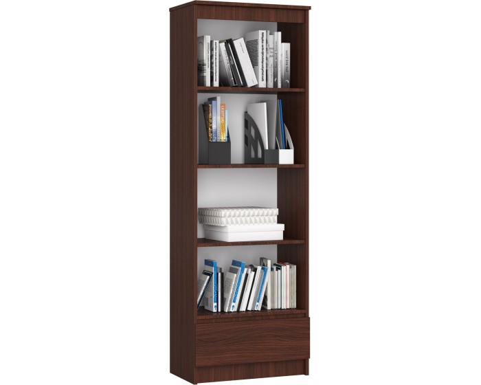 Kancelářský regál Rexa 60 cm 1 šuplík a 4 police wenge