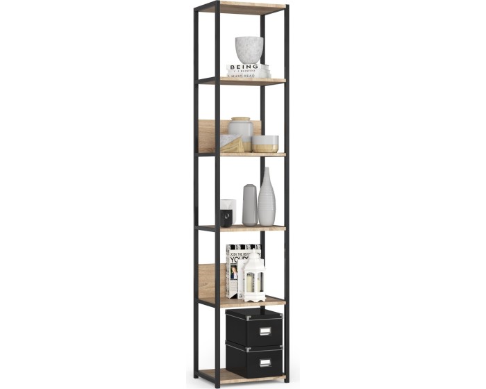 Industriální regál Lamon 40 cm černý/dub sonoma
