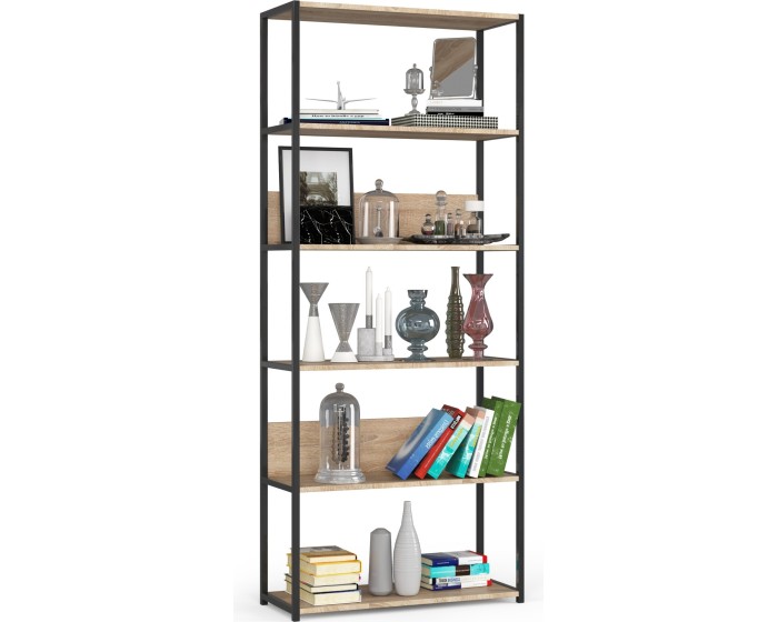 Industriální regál Lamon 80 cm černý/dub sonoma